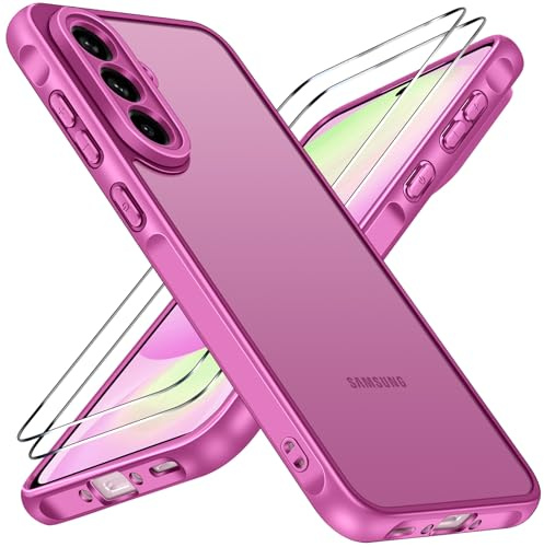 ivoler Hülle für Samsung Galaxy A56 5G mit 2 Stück Panzer Schutz Glas, [Militärstandard] Stoßfest [Kameraschutz] Handyhülle, Matt Durchscheinende Rückseite Anti-Fingerabdruck Schutzhülle Case, Rosa