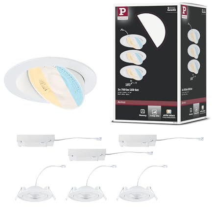 Paulmann 92254 EBL Set Aumus schwenkbar 3-Stepdim LED 3x750lm 2700-6500K 5W 230V Weiss matt
