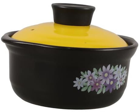 Zerodeko Cazuela de Barro 1.3L para Cocinar Sopa y Arroz, Asas Dobles, Conducción Uniforme del Calor, Resistente y Práctica para Cocina