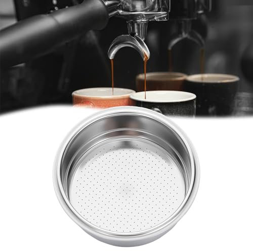 Oruola Stainless Steel Coffee Filter, Double Layer 51mm Portafilter Basket, Double Cups 51mm Porous Filter for Coffee Machine Replacement Accessories, 2 Cups Capacity