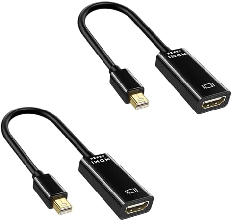 Leloco 2 Stück 4K Mini DisplayPort auf HDMI Adapter,Mini DP auf HDMI Adapter Konverter Für Thunderbolt 2, MacBook Pro, MacBook Air, iMac, Surface Pro Mehr Schwarz