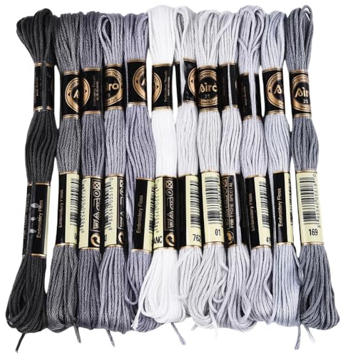 CABODYALS 12 nystan 6 strängar grå gradient vänskapsarmband sträng brokig broderi nålspets tråd korsstygn tråd tråd tråd för sömnad armband göra stickning hantverk gör-det-själv