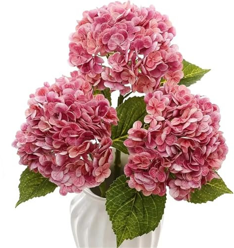IZHAOGJING Hortensia Artificielle, Fleurs Artificielles Lot de 6 hortensias artificiels en Latex au Toucher réaliste, 48 cm, for décoration d'intérieur, Bouquet de mariée, Mariage, 49 cm(6 Pcs Rose)