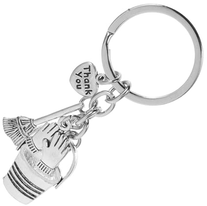 VALICLUD Housekeeping Cleaning Keychain Thank You Keychain Appreciation Keyring Bucket Charm Broom Work Gloves for Cleaner Staff Appreciation