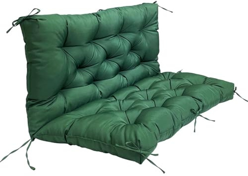 Cuscino impermeabile per panca a dondolo da giardino a 3 posti, imbottitura morbida verde scuro con laccetti, 100 x 100 x 10 cm, per comfort e durata