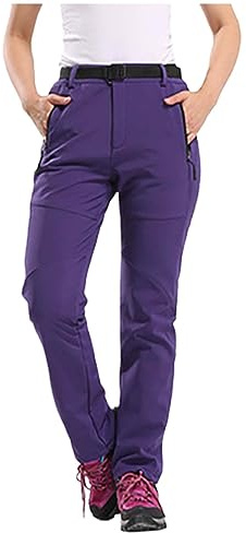 Generisch Pantalones de senderismo para mujer, impermeables, softshellhos, térmicos, exteriores, snowboard, pantalones de esquí, gruesos, pantalones de caza, pantalones funcionales con bolsillos