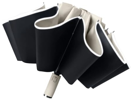 Wdbild Parapluie sophistiqué à ouverture manuelle avec 10 baleines renforcées, étanche, design portable, protection contre la pluie et le soleil, D