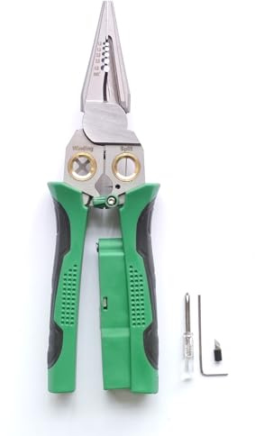 prtsrc 8-in-1 Elektrische Abisolierzange mit Spannungsprüfer, Multifunktions-Drahtzange, Detektor-Crimper, strapazierfähig, 12–250 V AC/DC Tester für heiße/neutrale Drähte