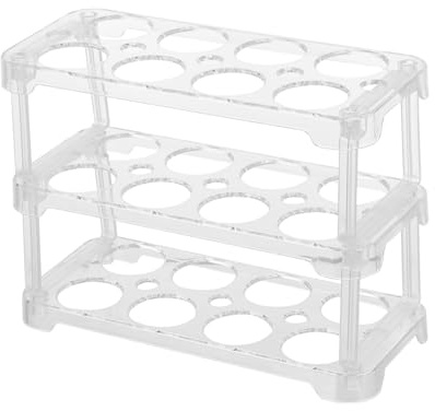 Toddmomy Portauova in Plastica Trasparente a Tre Strati Impilabile, Contenitore per Conservazione Uova da Frigorifero, Vassoio Compatto per Cucina Ordinata e Salvaspazio