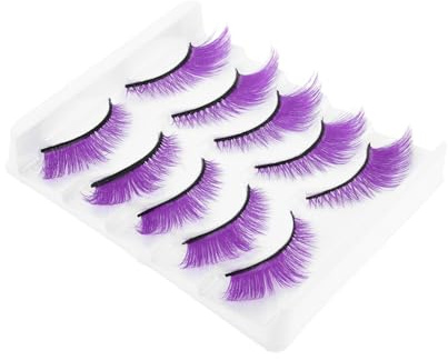 FRCOLOR 5 Pairs Colored Manga False Eyelashes for Cosplay and Party Lightweight Flexible Artificial Fiber Lashes with Curly Design Comfortable Fit Japanese Cluster Style for Stage Makeup