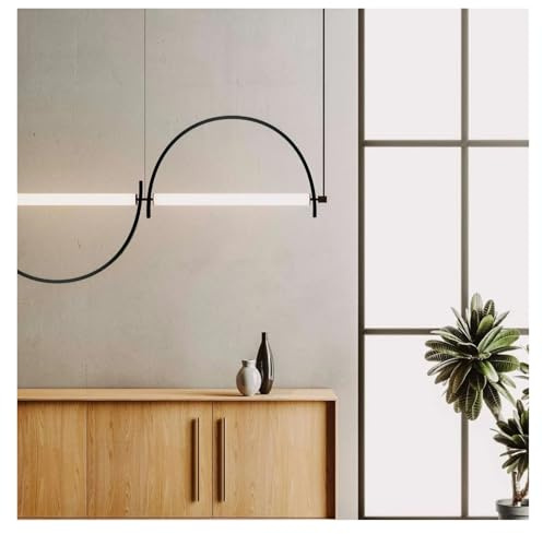 Nordic Creative Half Circular Arc Minimalist Tea Room Leisure Area Restaurant Pendant Light Villa Study One Line Lamp,Indoor