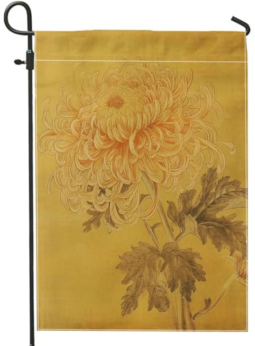 Bandera Del Orgullo Plantas De Crisantemo Vintage De Flores Naturales, Clásicas Y Marrones. Bandera Balcón Clásico Banderas Premium Decoraciones Pride Flag Para Festival Fiesta Jardin 30X45CM