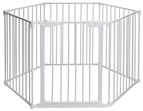 Dreambaby Parque infantil Mayfair 3 en 1, parque, barrera y protección para chimenea, blanco