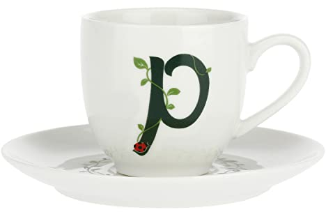 La Porcellana Bianca - Tazzina da Caffè con Piattino Lettera 'P' in Gift Box - Solotua - Arredo Casa, Tè, Caffè e Colazione - Porcellana - 90 cc