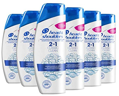 Head & Shoulders Classic Clean 2-in-1 Anti-Dandruff Shampoo, Pack of 6 (6 x 250 ml), Shampoo Against Dandruff, Dry Scalp, Shampoo Men, Scalp Care, Dandruff- Hair, Conditioner