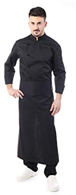 tessile astorino Kostenlose Stickerei - Set Koch und Chef Schwarz - Herren - 4 Stück - Jacke, Hose, Frontseite und Bandana - Anzug für Küche und Restaurant - Made in Italy, Schwarz , L