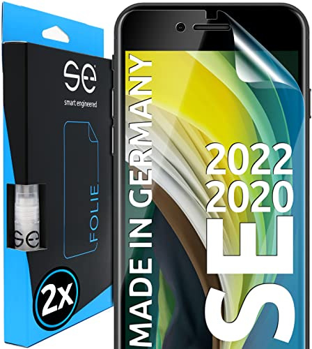 2x se® 3D SCHUTZFOLIE Transparent für Apple iPhone SE 2020 / 2022,Selbstheilend, 100% Fingerabdruck & FaceID kompatibel, einfache blasenfreie Installation, Ultra-Klar, Stoß-Kratzfest, aus Deutschland