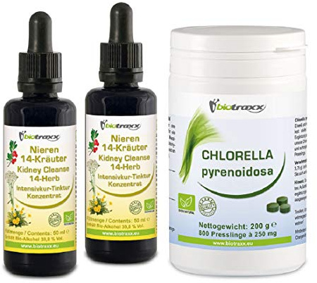 Kidney Liver Bladder Cleanse Detox Kit - Support - Full Pack - Made in Germany by Biotraxx