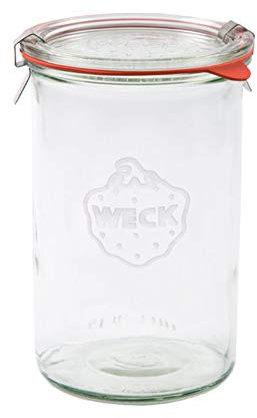 WECK 782 1000ml Wide Mouthed Storage Jar Including Glass Lid, Seal & Clamps for Sourdough, Preserving, Canning, Yoghurt, Kimchi, Jam