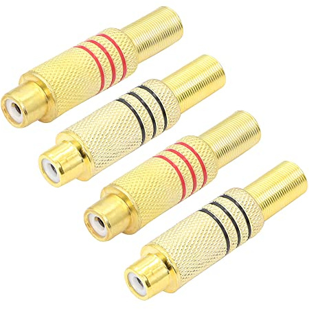 PNGKNYOCN Cinch-Audio-Anschluss, Schrauben, Audio-/Video-AV-Stereo-Buchse, mit Feder, Koaxial-Audio, vergoldeter Lötadapter, 4 Stück