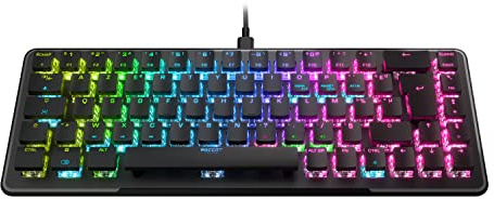 Roccat Vulcan II Mini – Clavier de Jeu Optique 65% avec éclairage RGB Personnalisable (FR Layout), Câble Amovible, Plaque en Aluminium, Noir