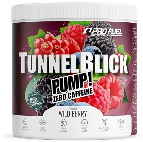 Pump Booster³ ohne Koffein WILD BERRY 440g - innovative Pump Formel aus Aminosäuren und Pflanzenextrakten – hochdosierter Pre Workout Booster³ koffeinfrei - Made in Germany - 100% vegan