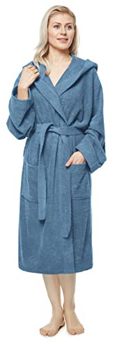 Arus Peignoir de bain, longueur mollet, taille femme: XL, taille unisexe: L-XL, Bleu Océan