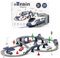 XIAPIA Train Set Railway Learning Educational Toys, Electric Train Sets for Kids Boys Girls Age 3 Years Up, 66 Pcs Electric Track Accessories Car Set, White and Blue, 104pcs