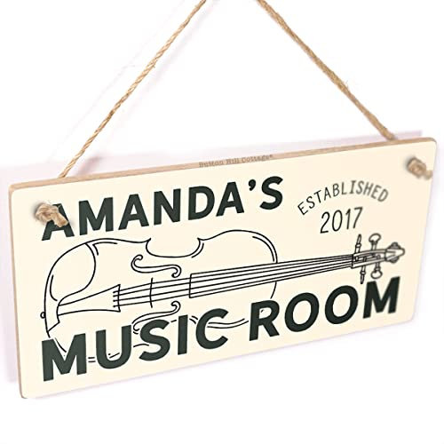 Personalised Music Room Sign - Violinist bedroom door plaque custom name violin establised date