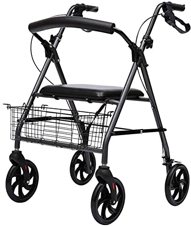 Rollator für Senioren Rollator Rollator mit Sitz Klappbare Gehhilfe 4-Rad-Rollator für Senioren Rollator Walker mit Einkaufskorb Höhenverstellbarer Rollator Walker, langlebige Mobilitätshilfe The New