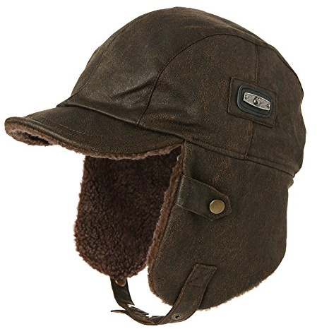 TOP-EX Winter Wasserdichter Trapper-Hut, Aviator Pilotenmütze mit winddichten Ohrenklappen - Warm gefütterte Kappe mit Schirm für kalte und nasse Outdoor