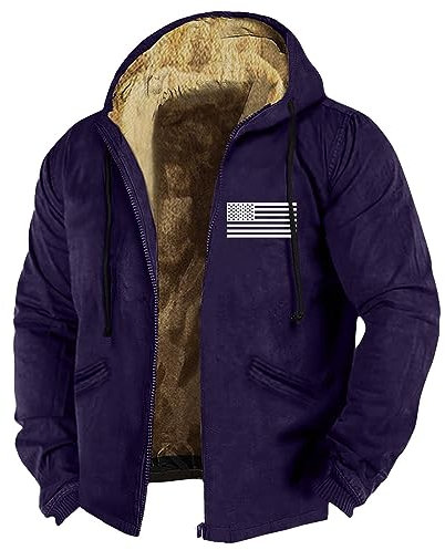 KONG JIMFAN Puffer Jacke Herren Zip Hoodie Oversized Winterjacke Gefüttert Herren Regenjacke Herren Faltbar Regenjacke Schwarz Laufjacke Jeans Jacke Herren Jacke Steppjacke Grün(Dark Blue,XXL)