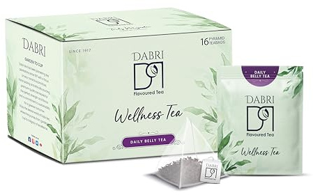 Dabri Daily Belly Wellness Tea Bags 16pcs | Great for Bloating | Relief from Constipation and indigestion | Relief from acidityand gastric problems (16 pyramid bags)