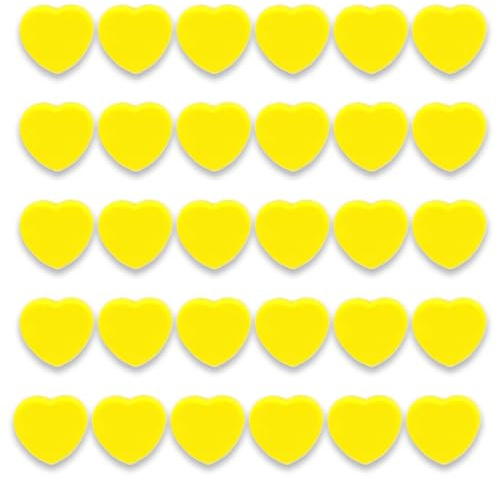 PYJLBX Calamite Frigorifero, 30 Pezzi Magneti Calamite Potenti Calamite Piccole Calamita Potente Calamite per Lavagna Magnetica Magneti Frigo Magnete Mini, per Bacheca, Frigo, Cucine (Cuore, Giallo)