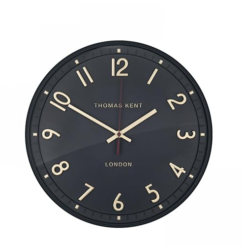 Thomas Kent London Thomas Kent Tresco 14 Wall Clock with Raised Gold Numerals & Glass Dome (Charcoal), AMC14000
