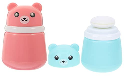 CIYODO 2stücke Teiliges Puderquaste Behälter Süßer Bär Form Kompakt Tragbar Talkumpuder Box Für Junge Mädchen Hautpflege Einfach Zu Bedienen Für Reisen Und Sommergebrauch