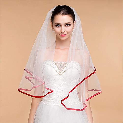 ABNNHK Hochzeitsschleier, elfenbeinweiß, Tüll, Satin, seitlich, Brautschleier, kurzes Hochzeitskleid, Zubehör für Brautparty (Farbe: Elfenbeinweiß, Größe: 150 x 100 cm) (Elfenbeinweiß 150