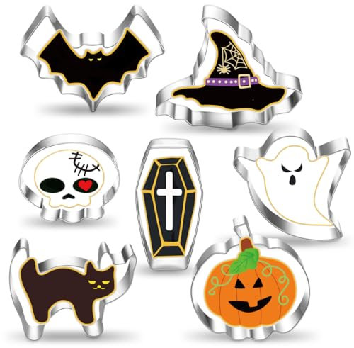 VOPIWOZ Halloween Ausstecher 7 Backformen Edelstahl Plätzchenausstecher Sie Können Leckere und Interessante Kekse Backen für die Halloween Kuchen Deko