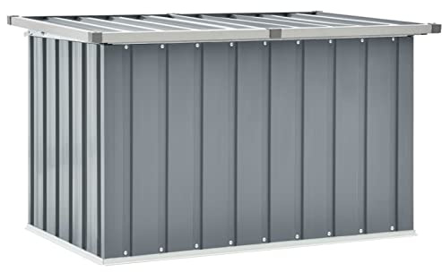 Keyroto Gartenbox wasserdicht XXL Metall Auflagenbox XXL Garten Aufbewahrungsbox Kissenbox Werkzeugkasten Gerätebox Gartentruhe -Grau-109 x 67 x 65 cm
