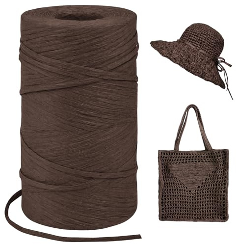 LEREATI Rafia per Uncinetto per Borse, 3mm x 300m Cordino per Borse Uncinetto, Raffia Nastro Regalo Naturale, Filato per Cappello, Confezioni Regalo, Fai da Te Artigianato