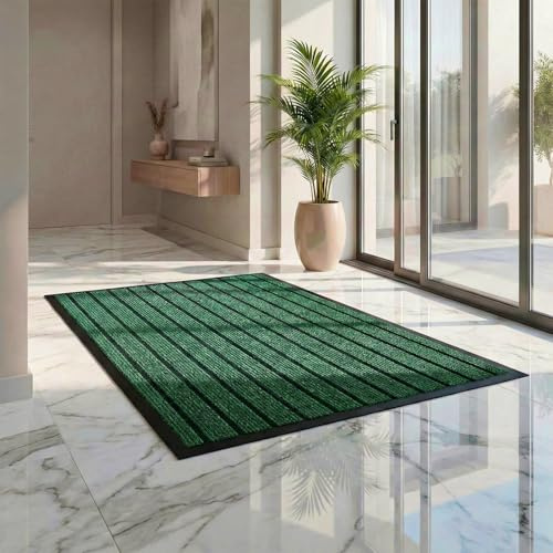 Cozy Haven Rubber Rug – Outdoor & Indoor Heavy Duty Washable Non-Slip Rug for Kitchen Garden, Inside & Outside Floor Mats, Waterproof and Dirt Trapper Entrance Rug (120x150 cm, Green)
