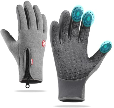 TOPWAYS Winter Gloves for Men and Women, Touch Screen Anti-slip Lightweight Gloves Liners -Slip Silicone Gel - Elastic Cuff - Thermal Soft, for Cycling Biking Sporting Running Climbing (Grey, L)