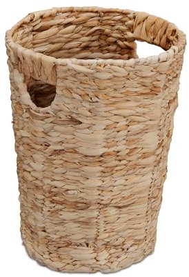 Relaxdays Cestino Gettacarte Intrecciato, Cesto per la Carta Senza Coperchio, HxD: 32x25 cm, Giacinto Acqua, Naturale, Fibra vegetale