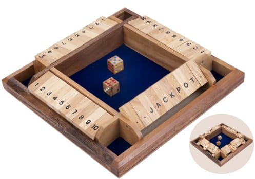 Engelhart – 350122 – Shut the Box – Tärningsspel för 4 spelare – Familjespel i ekologiskt trä – Från 6 år