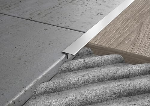 Minuta Profili Profili In Acciaio Coprigiunto A T Profili Per Piastrelle Buona Resistenza Sollecitazioni Meccaniche E Chimiche Profilo Pavimento Barra 2,5 M Facile Installazione (OPACO 10 MM)