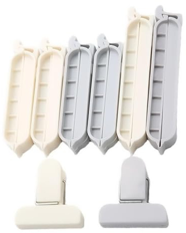 Beutel-Lebensmittel-Clips - Lebensmittel-Verschluss-Clips Lebensmittel-Aufbewahrungs-Clips | Snack-Clips Chip-Clips Verschluss-Clips 8 Stück Lebensmittelbeutel-Clips (Beige, 10X3CM)