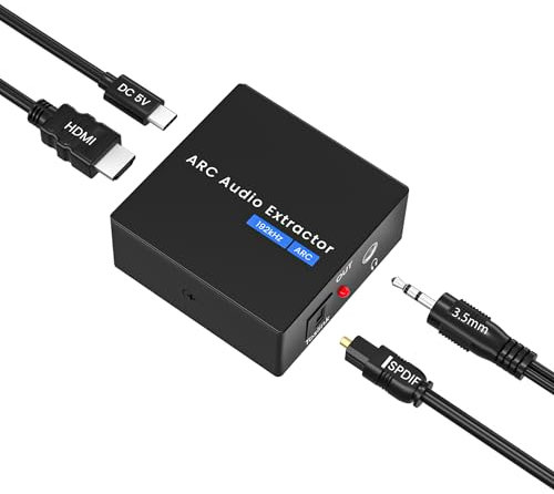 HDMI ARC Audio Extractor,192kHz Adattatore HDMI ARC Dotato di Cavi Ottici e 3,5 mm,L'estrattore Audio è Adatto per Impianti Stereo e Amplificatori