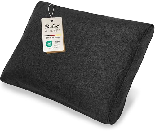 Herlag Outdoor Loungekissen Sunny - Premiumkissen für Gartenlounge - Bezug waschbar mit Reißverschluss - Langlebige Sitzauflage mit UV- & Fleckschutz - Rückenkissen 40x60cm Anthrazit