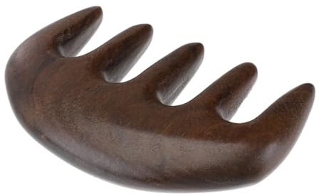 MOLUCKFU Sandelholz Massagekamm mit 5 Zinken zur Kopfhautmassage Anti Statischer Tragbarer Massagekamm für Entspannende Kopfhautpflege und Verbesserten Haarwuchs