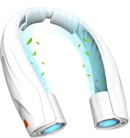 Smilfree Ventilatore da collo portatile da 6000 mAh, ventilatore da collo ricaricabile, silenzioso, per campeggio, viaggi, ufficio (bianco)